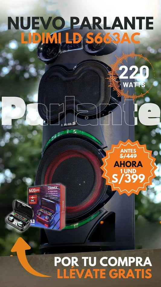 Lidimi S663 | 220 Watss | Xtra Bass | Incluye 1 Microfono de Regalo